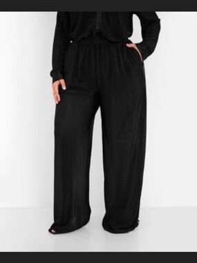 Rebdolls Women's Jamila Plisse Wide Leg Pants